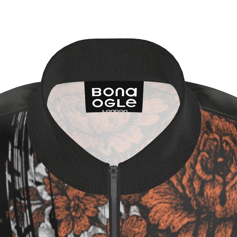 Tracksuit Jacket in Dripping Flowers in Gray Coral