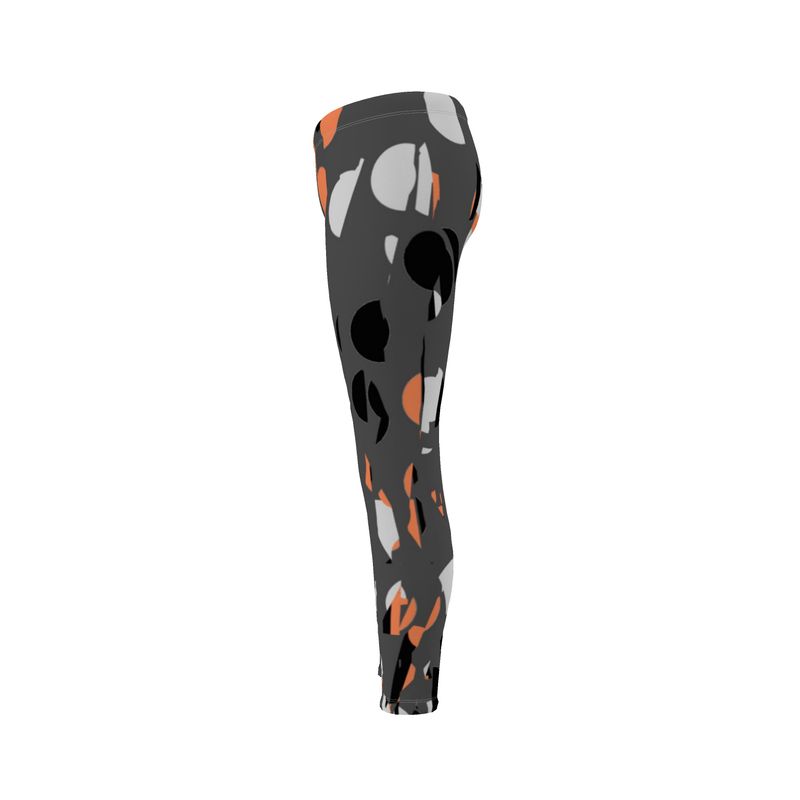 Leggings in Exploding Polka Dots  Gray Coral