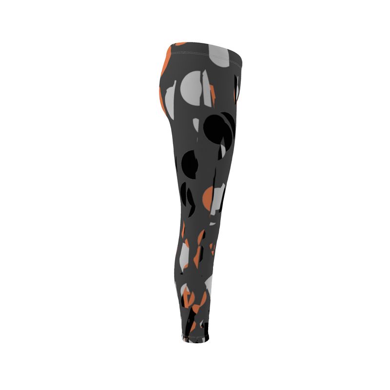 Leggings in Exploding Polka Dots  Gray Coral