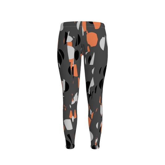 Leggings in Exploding Polka Dots  Gray Coral