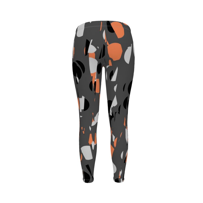 Leggings in Exploding Polka Dots  Gray Coral