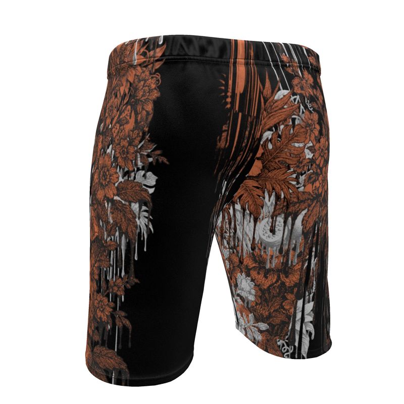 Sweat Shorts  in Dripping Flowers Gray Coral
