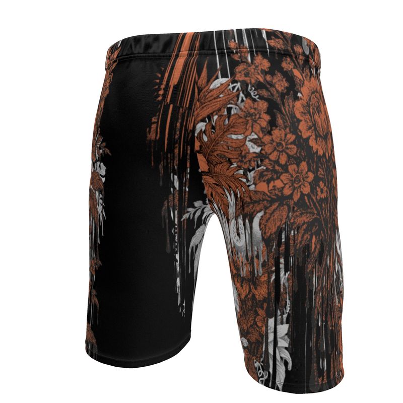 Sweat Shorts  in Dripping Flowers Gray Coral