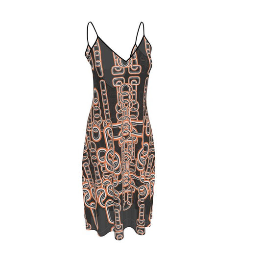 Sleeveless Midi Dress  in Heart Chain Gray Coral