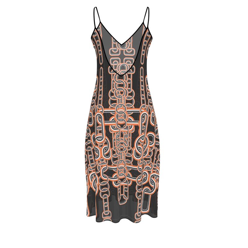 Sleeveless Midi Dress  in Heart Chain Gray Coral