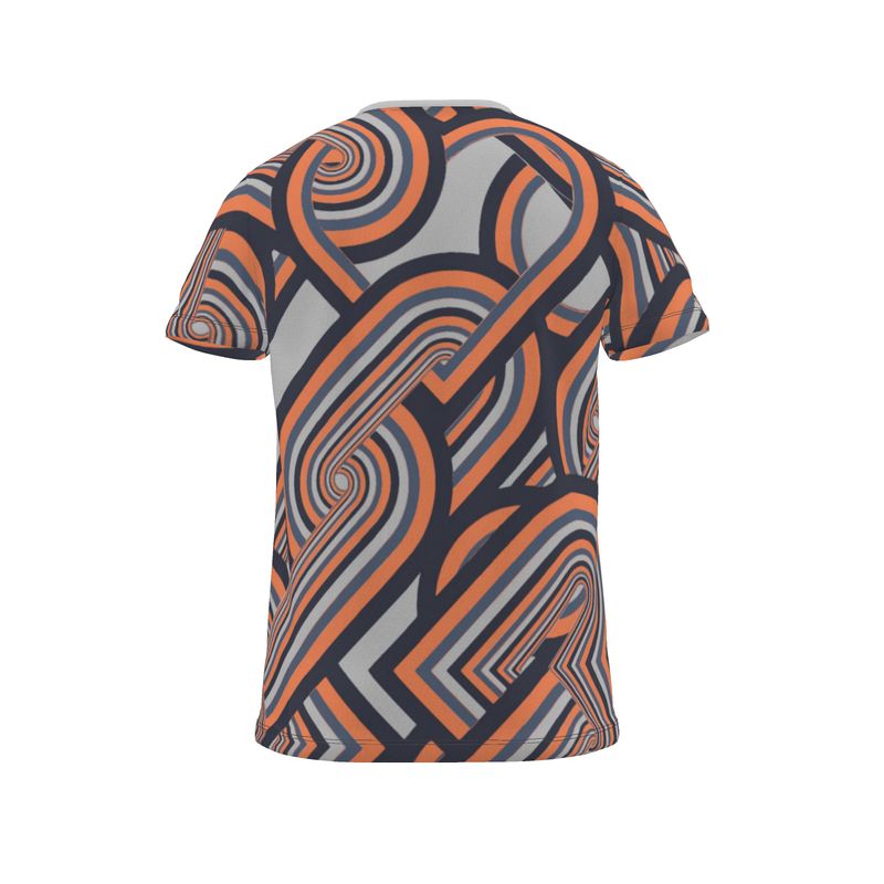 All Over Print T Shirt in Heart Chain Gray Coral