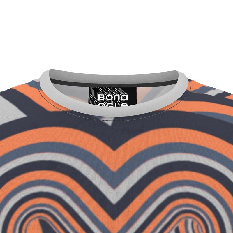 All Over Print T Shirt in Heart Chain Gray Coral