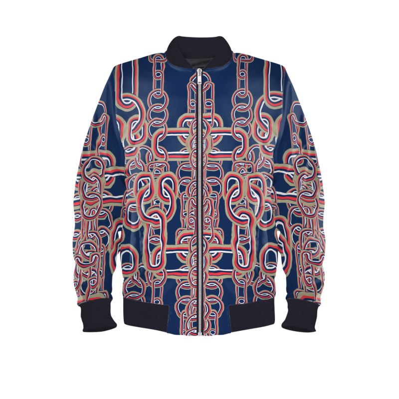 Bomber Jacket in hHart Chains  Blue