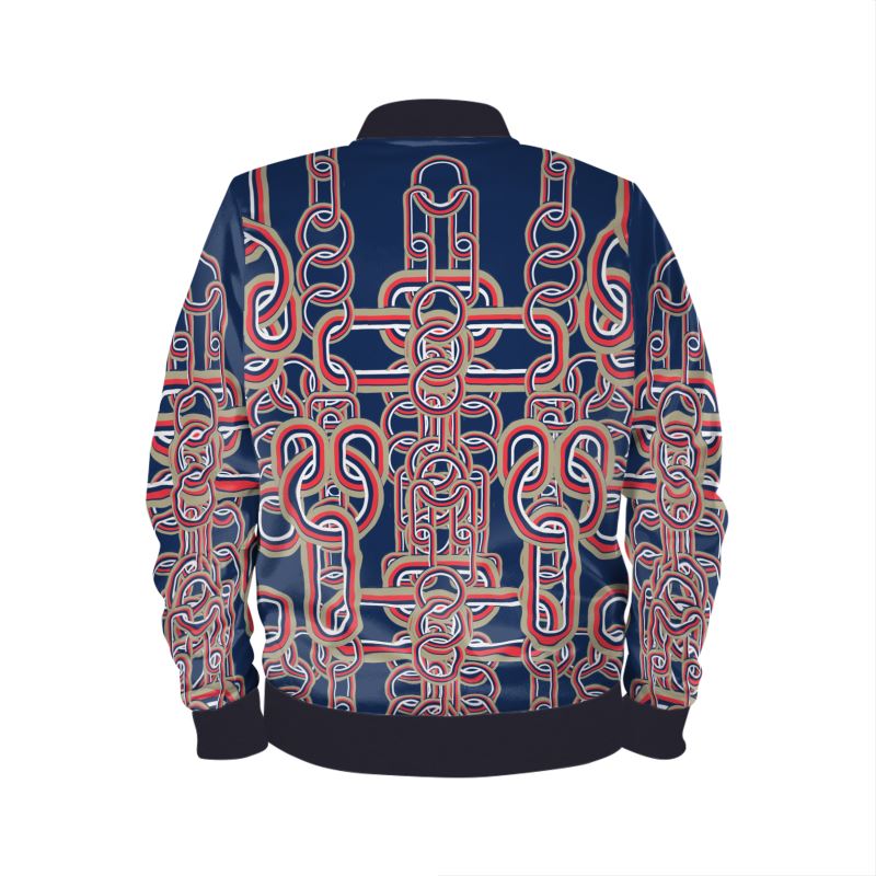 Bomber Jacket in hHart Chains  Blue