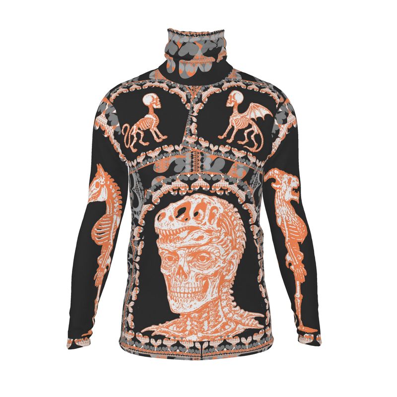 Slim Fit Roll Neck in Bona Bones Gray Coral
