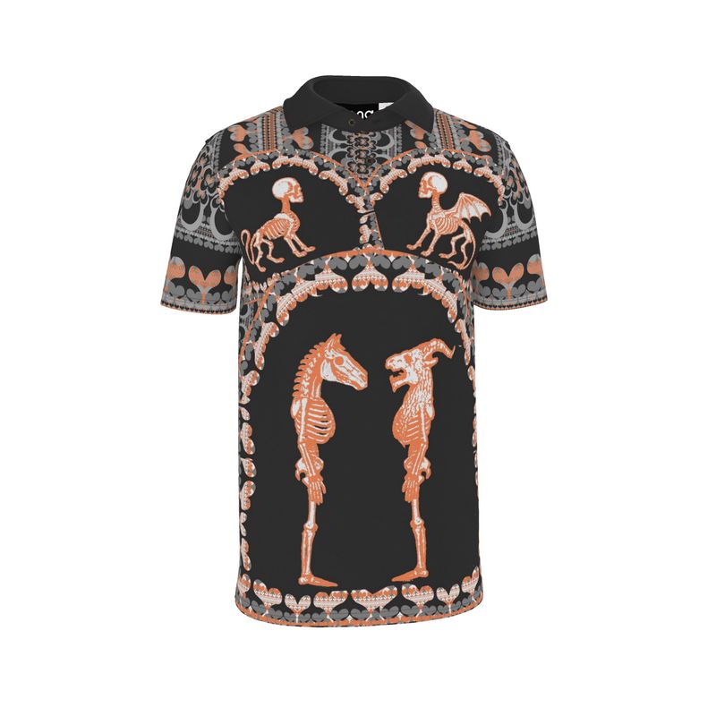 Polo Co-ord Set in Bona Bones Gray Coral - Polo Shirt in Bona Bones Gray Coral