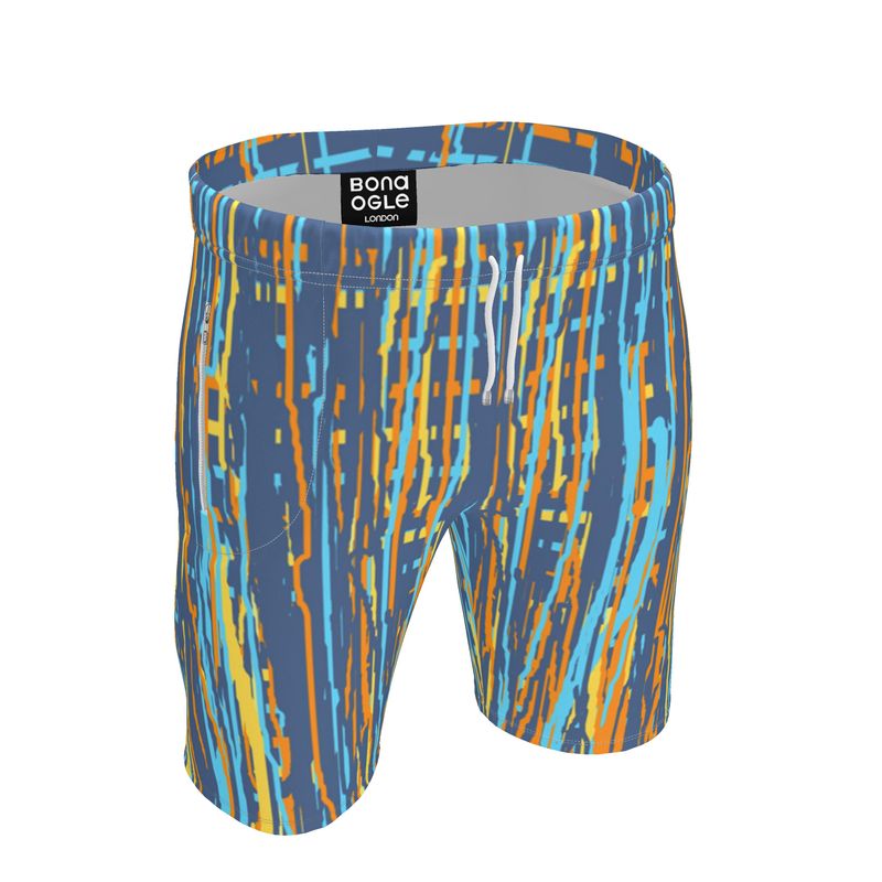 Roll Neck Co-ord Set in Dripping Stripes Vivid - Sweat Shorts in Dripping Stripes Vivid