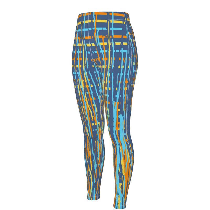 High Waisted Leggings in Dripping stripes Vivid