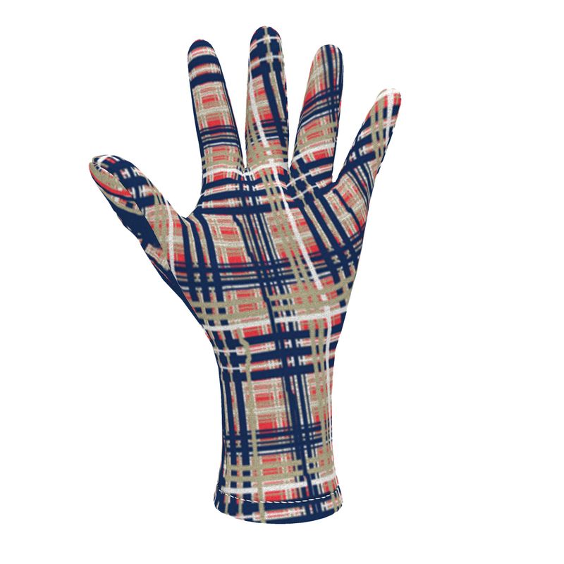 Fleece Gloves in Dripping Plaid  Blue