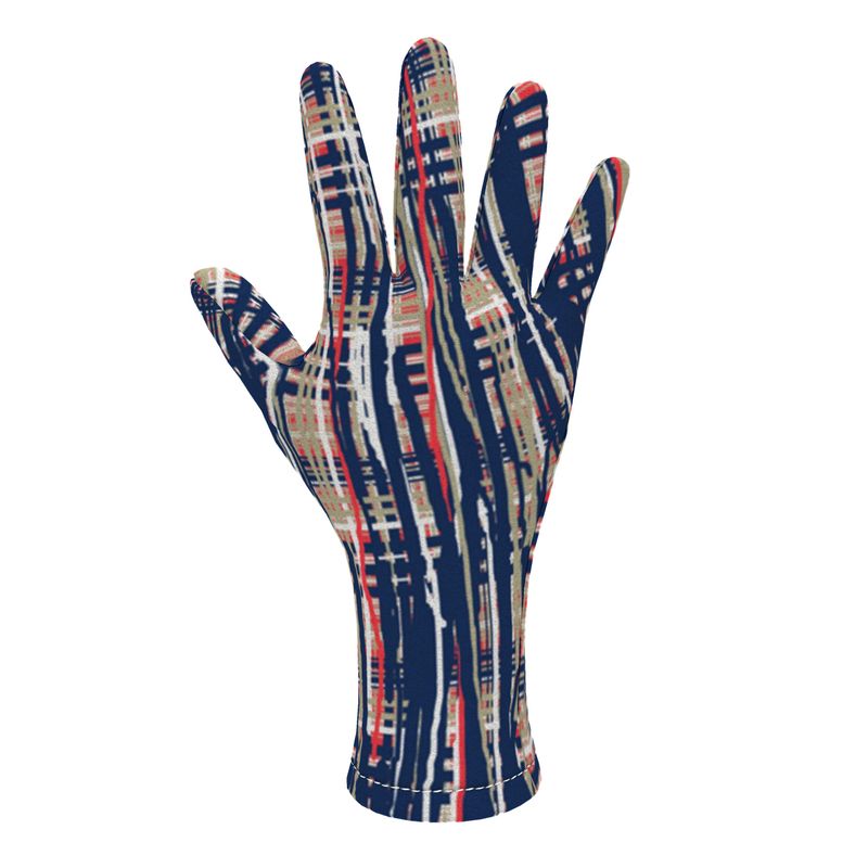 Fleece Gloves in Dripping Plaid  Blue