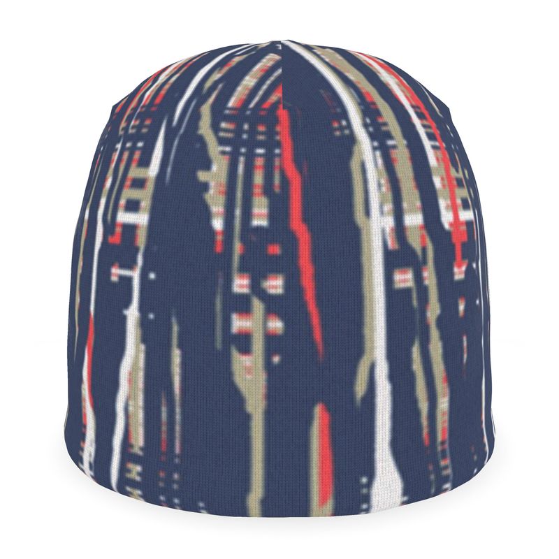 Beanie in Dripping Plaid Blue
