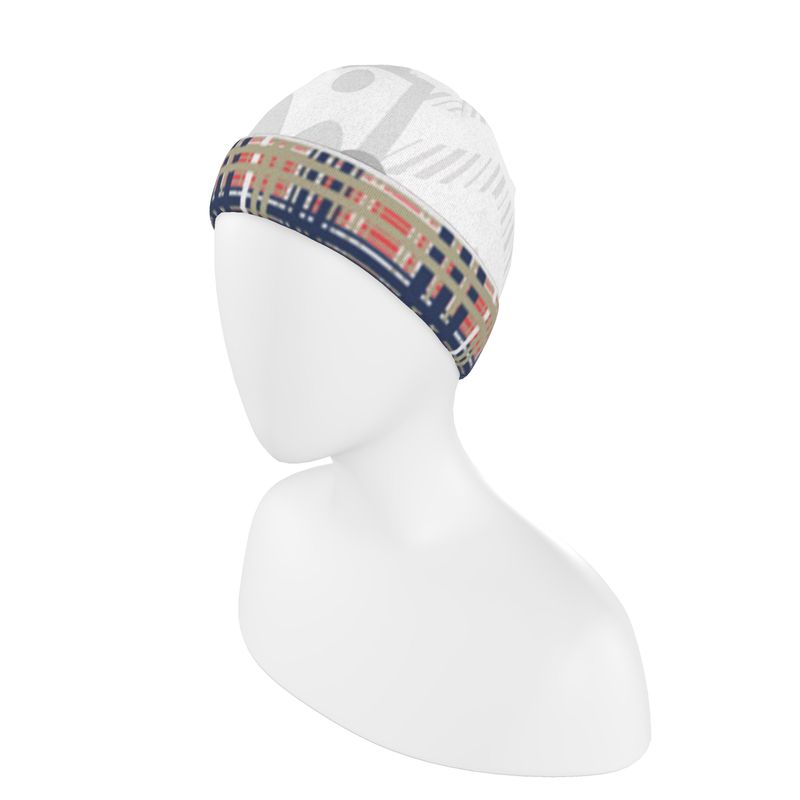 Beanie in Dripping Plaid Blue
