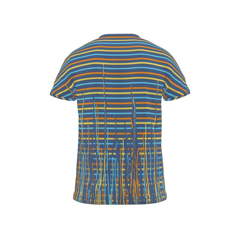 All Over Print T Shirt in Dripping Stripes Vivis