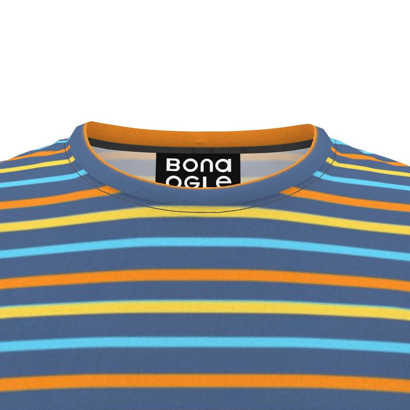 All Over Print T Shirt in Dripping Stripes Vivis
