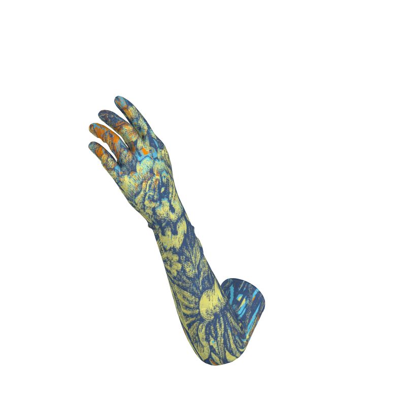 Long Gloves in Dripping Flowers Vivid
