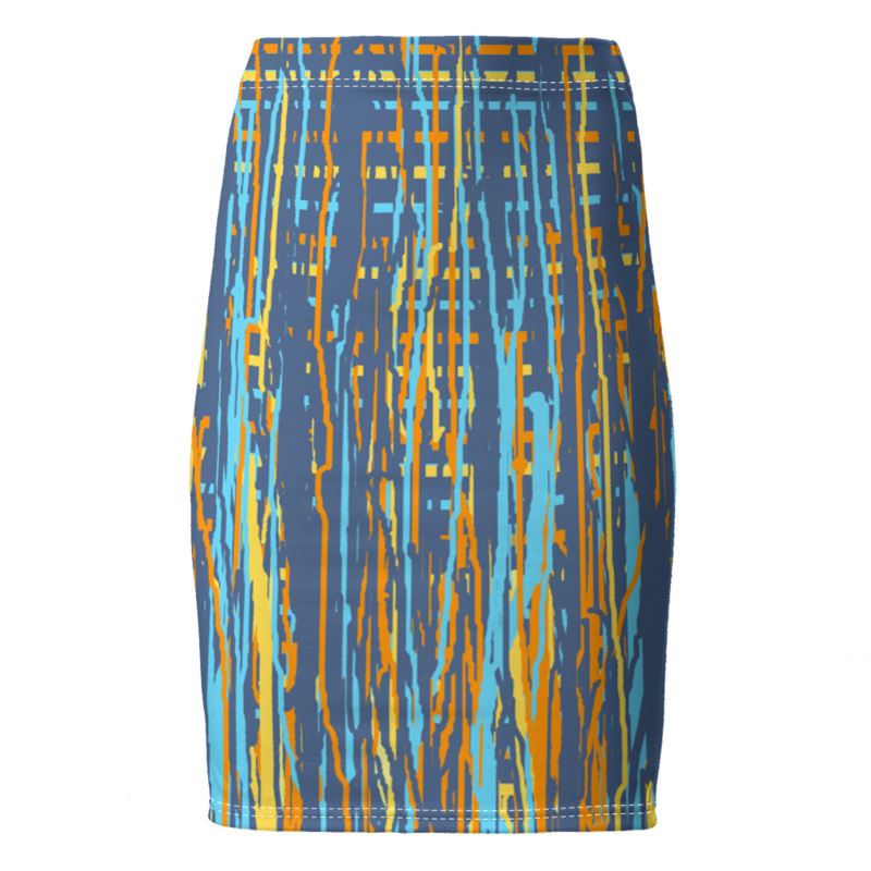 Pencil Skirt in Dripping Stripes Vivid