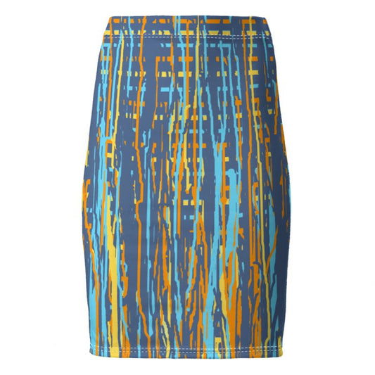 Pencil Skirt in Dripping Stripes Vivid