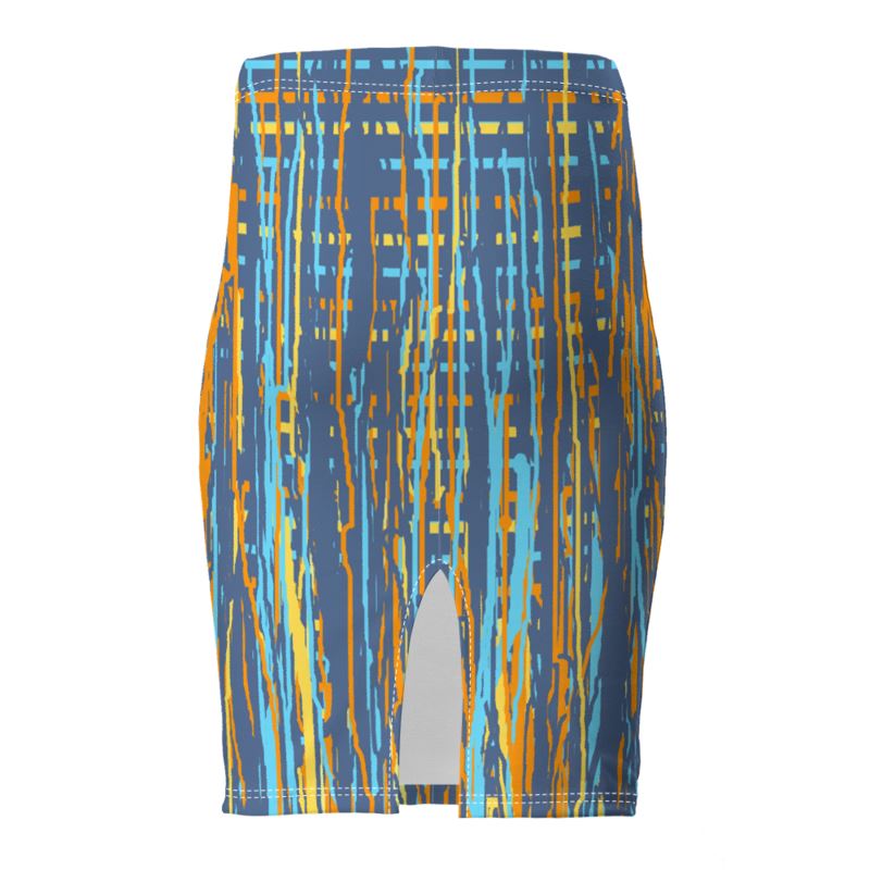 Pencil Skirt in Dripping Stripes Vivid