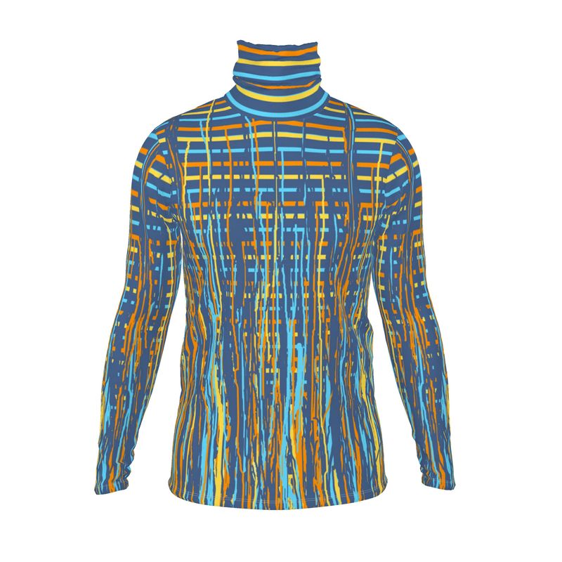Slin Fit Roll Neck in Dripping  Stripes Vivid