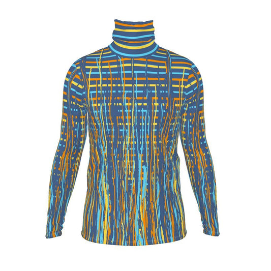 Slin Fit Roll Neck in Dripping  Stripes Vivid