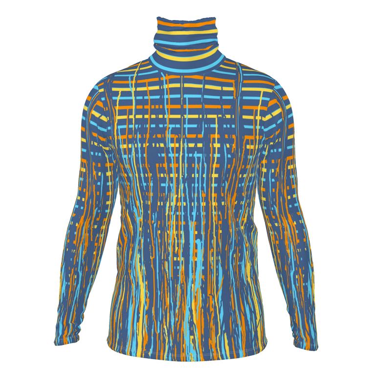 Slin Fit Roll Neck in Dripping  Stripes Vivid