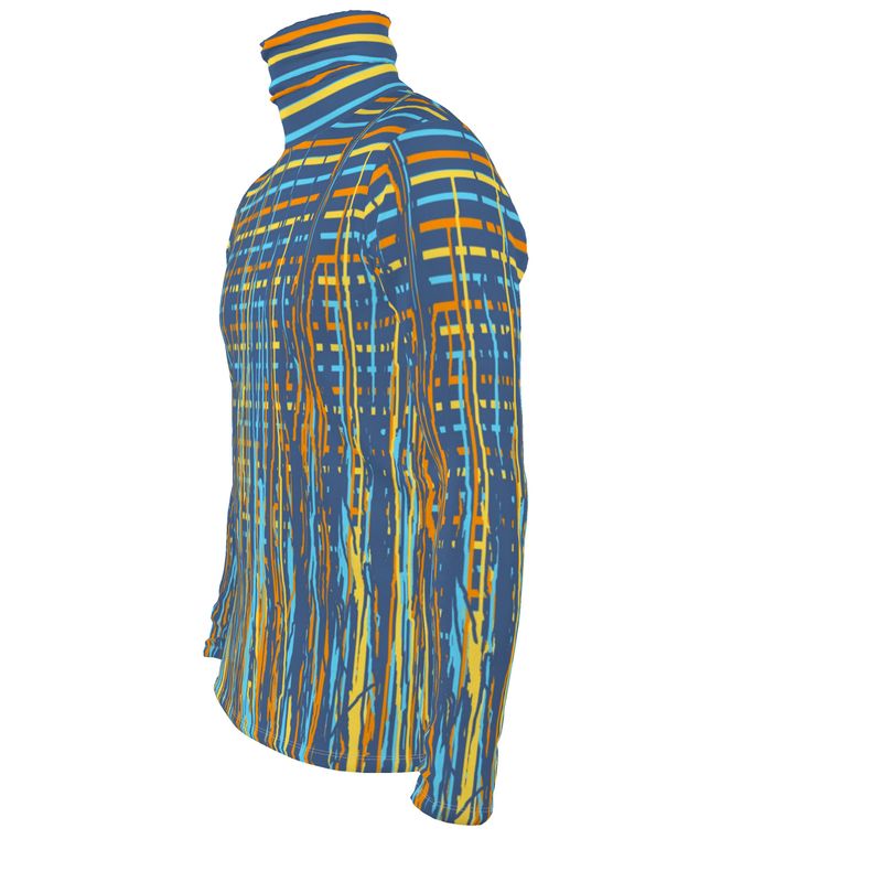 Slin Fit Roll Neck in Dripping  Stripes Vivid