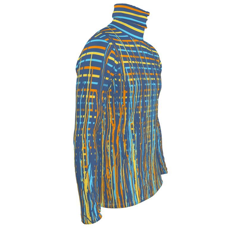 Slin Fit Roll Neck in Dripping  Stripes Vivid
