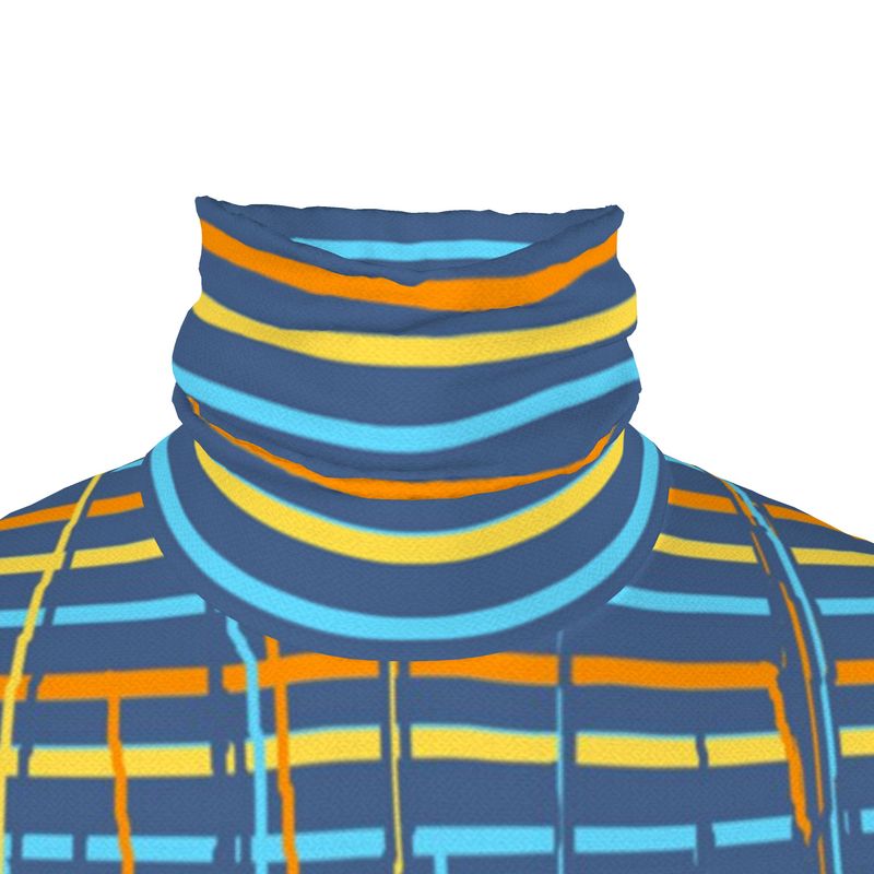 Slin Fit Roll Neck in Dripping  Stripes Vivid