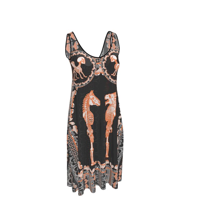 Sleeveless Midi Dress in Bona Bones Gray Coral