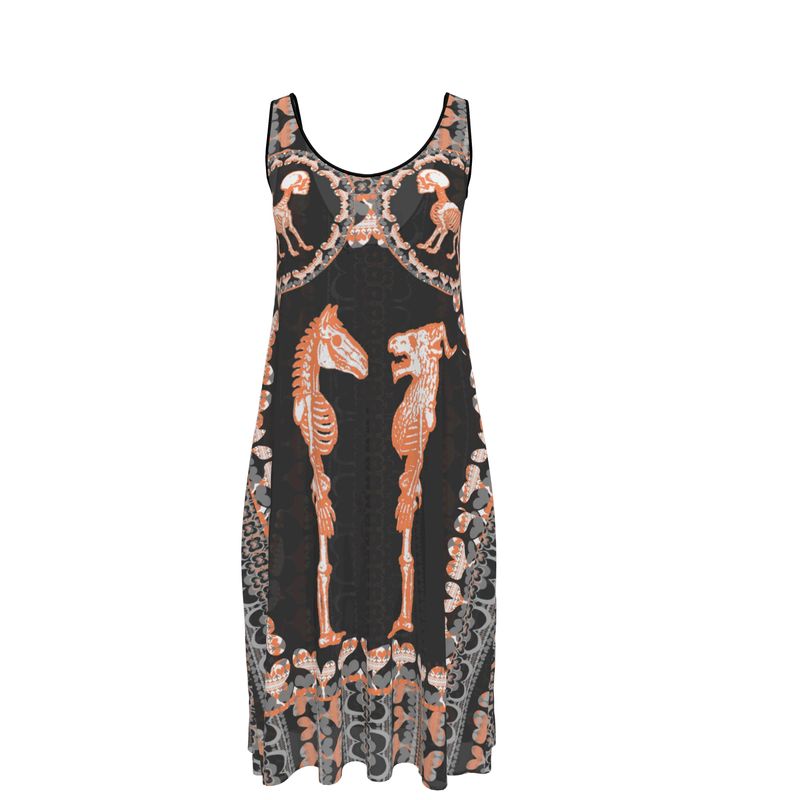 Sleeveless Midi Dress in Bona Bones Gray Coral