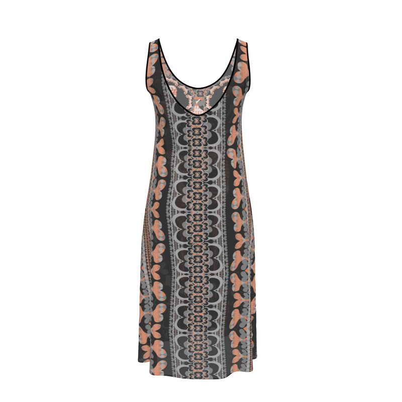 Sleeveless Midi Dress in Bona Bones Gray Coral