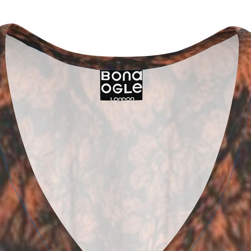 Kaftan in Dripping flowers  Gray Coral