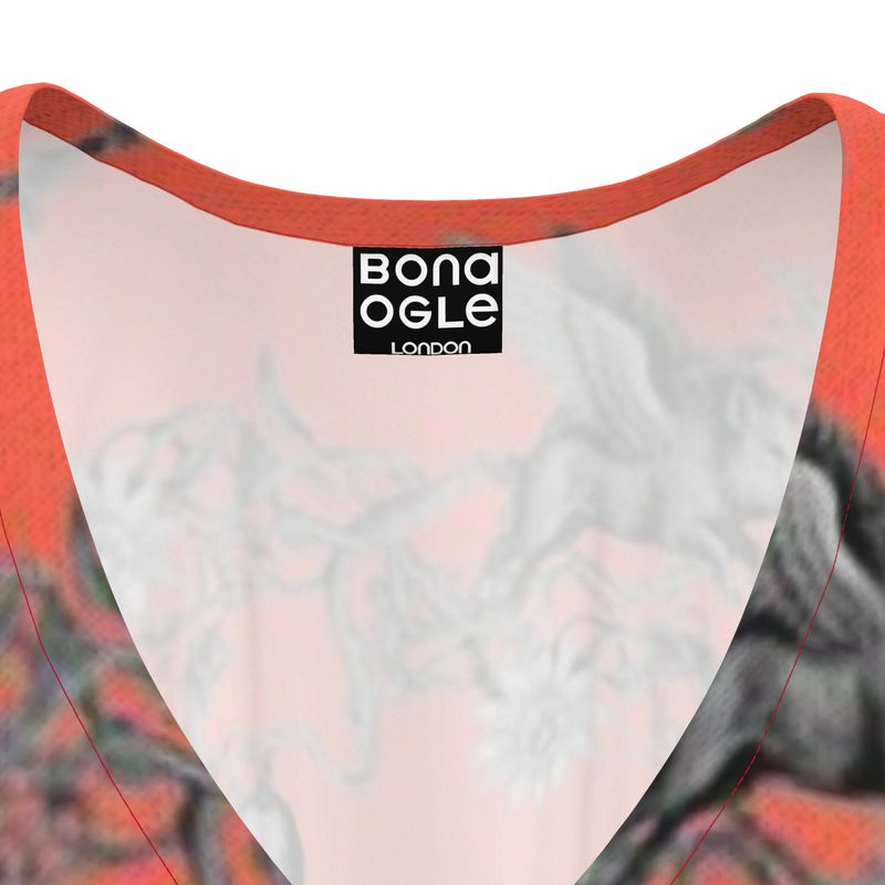 Kaftan in Toile de Bosch Gray & Coral