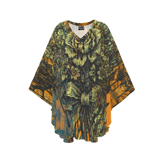 Short Kaftan  in Dripping Flowers Orange