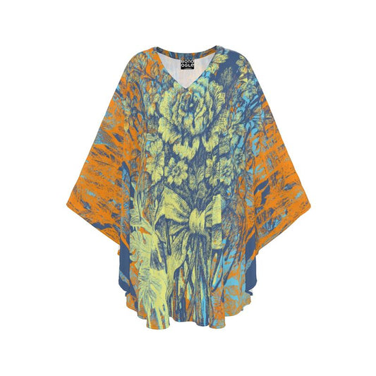 Short Kaftan in Dripping Flowers Vivid