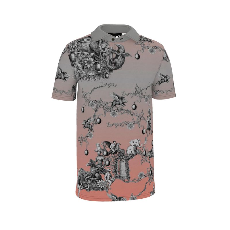 Polo Shirt in Toile de Bosch Gray Coral
