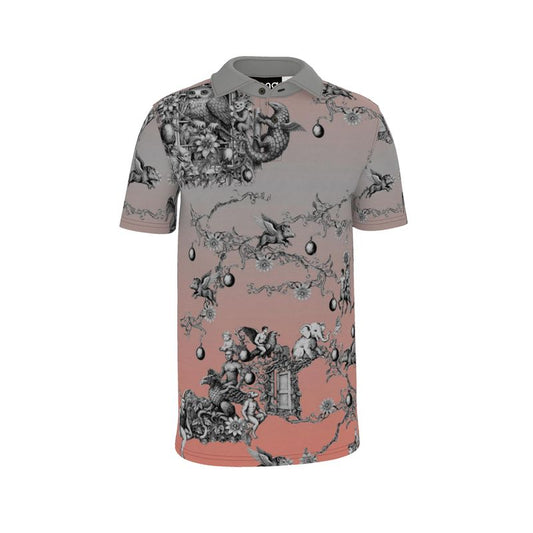 Polo Shirt in Toile de Bosch Gray Coral