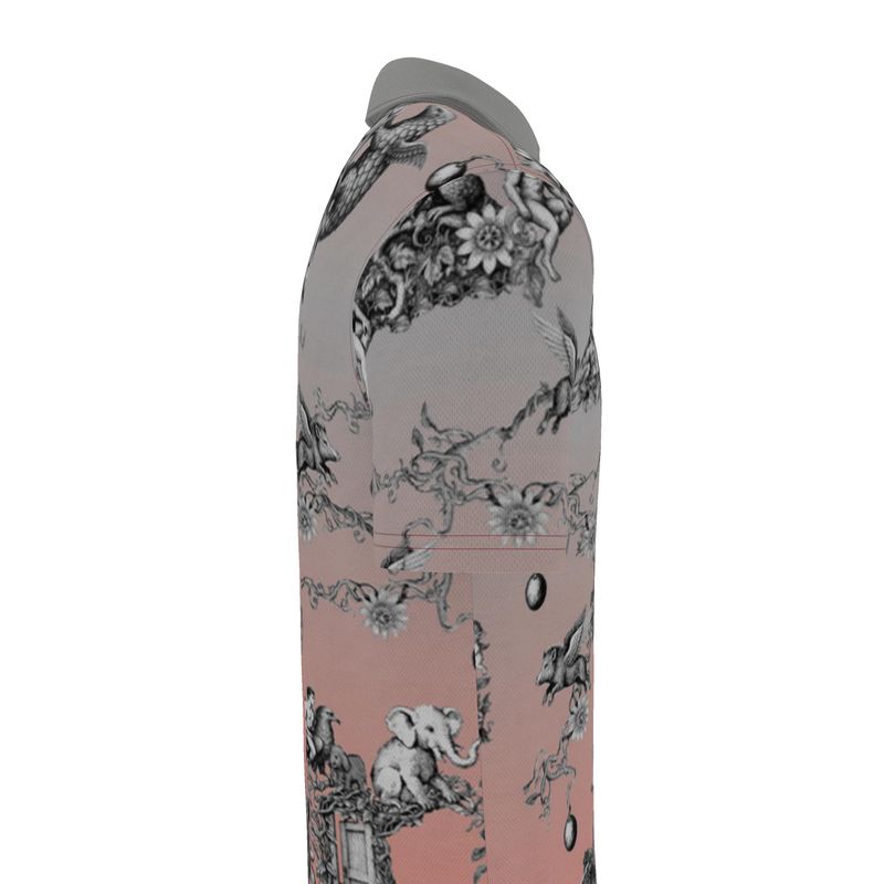 Polo Shirt in Toile de Bosch Gray Coral