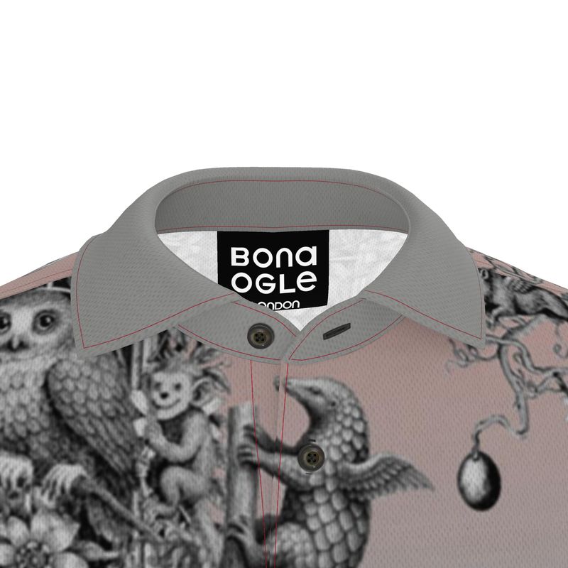 Polo Shirt in Toile de Bosch Gray Coral