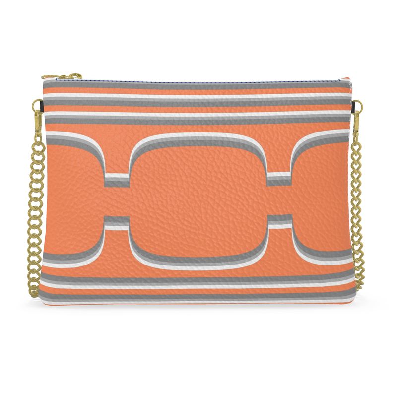 Disco Bag With Chain in  3D Curves Gray Coral