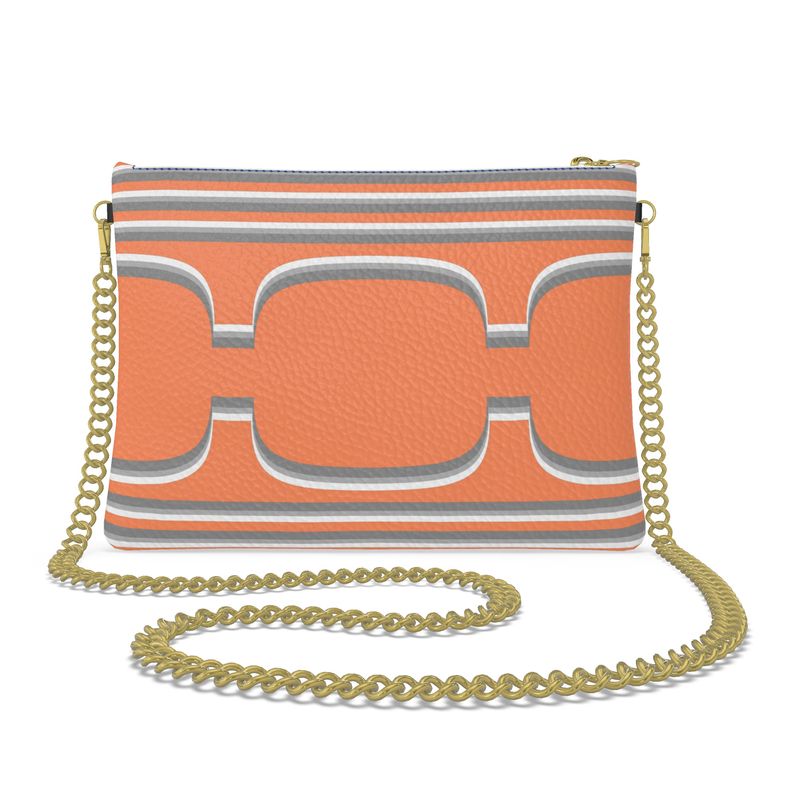 Disco Bag With Chain in  3D Curves Gray Coral