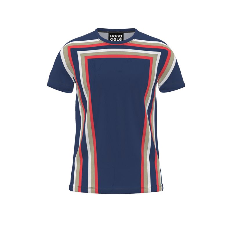 All Over Print T Shirt in 3D Shoulders Blue
