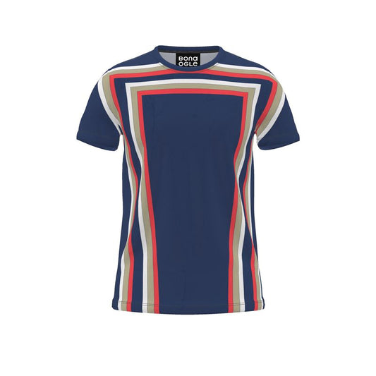 All Over Print T Shirt in 3D Shoulders Blue