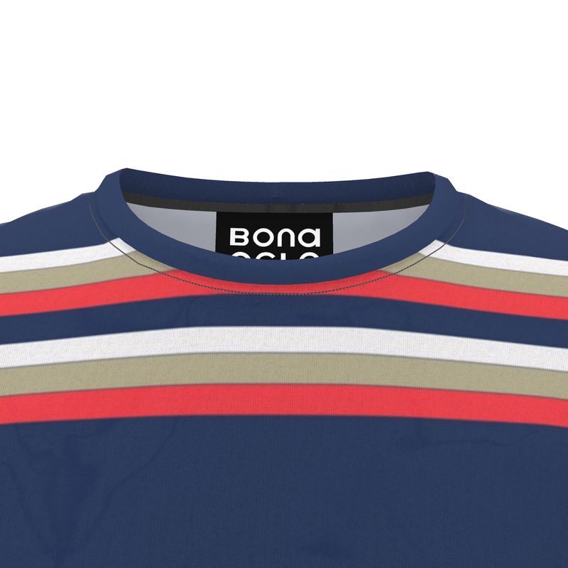 All Over Print T Shirt in 3D Shoulders Blue