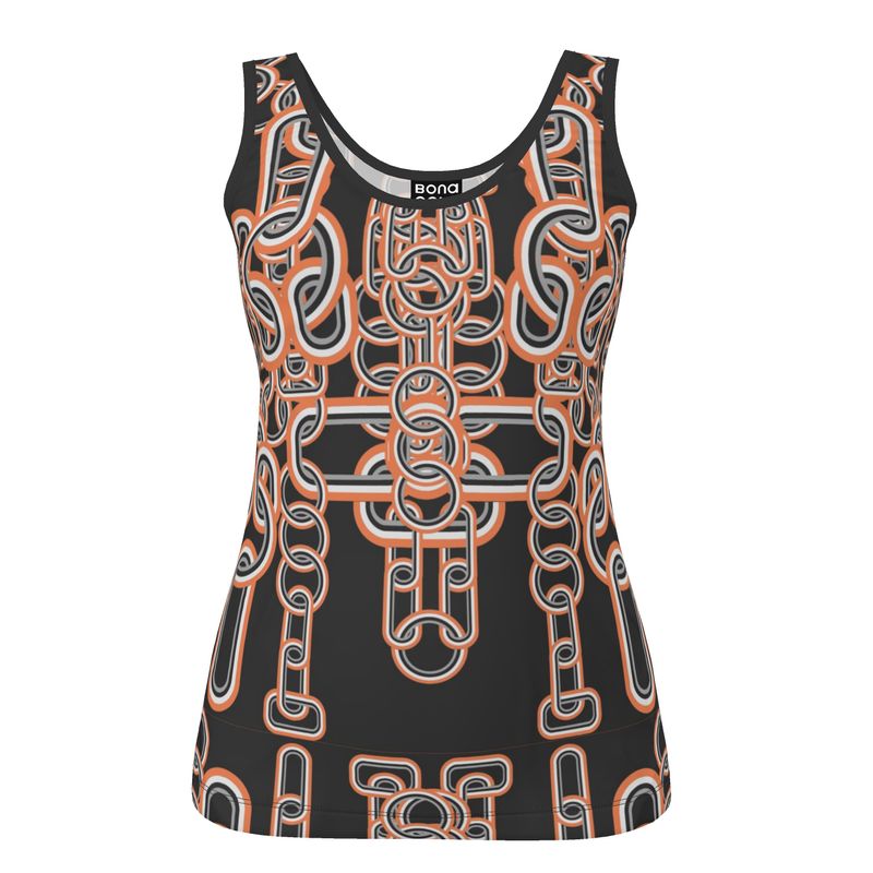 Womens Cut Vest in Diagonal chains Gray Coral